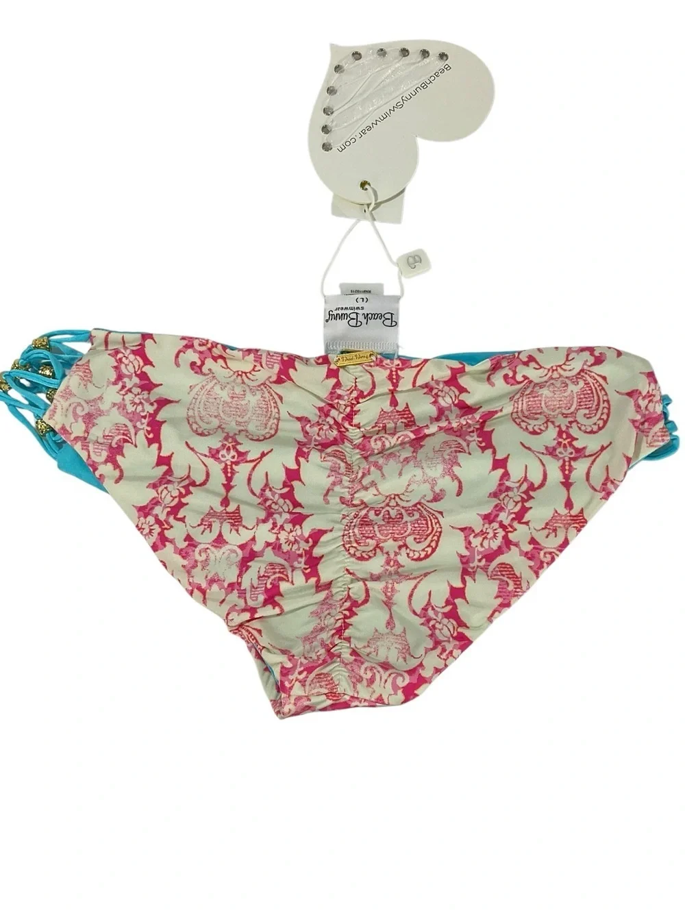 Beach Bunny Damascus Sea Reversible Hipster Bikini Bottoms Large NWT